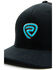 Rock & Roll Denim Men's Black & Turquoise Embroidered Logo Mesh-Back Ball Cap , Black, hi-res
