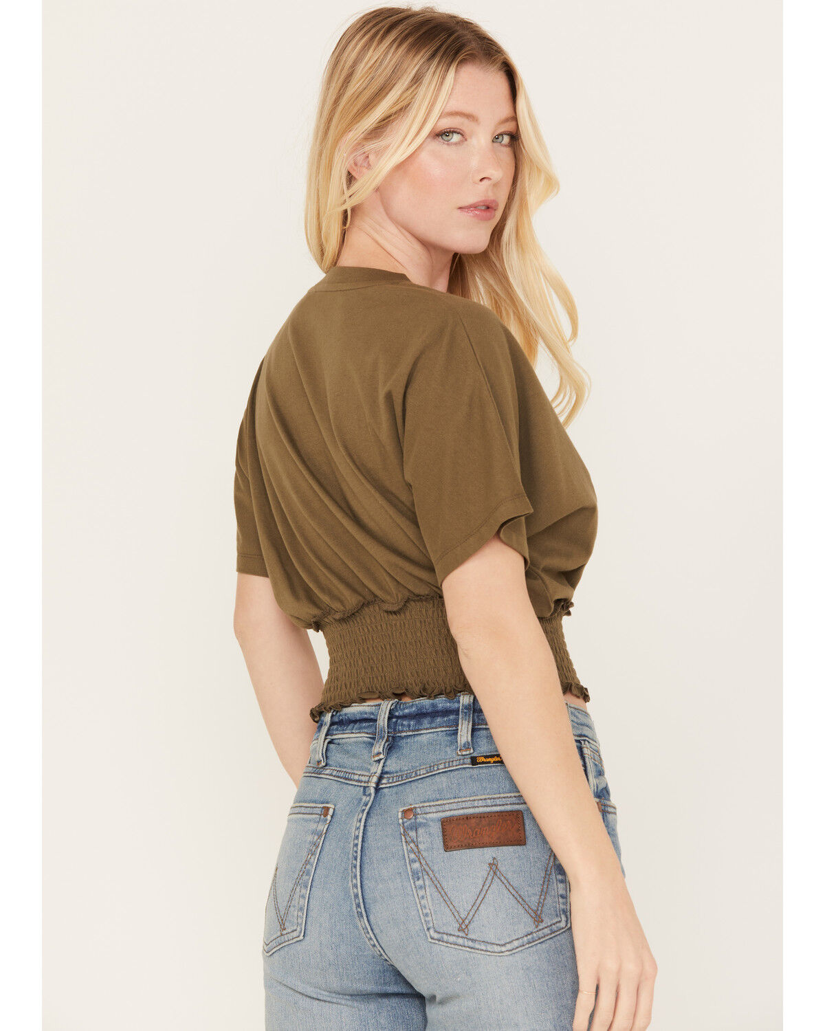 Image #4 - Cleo + Wolf Women's Boxy Short Sleeve Graphic Tee, Olive, hi-res