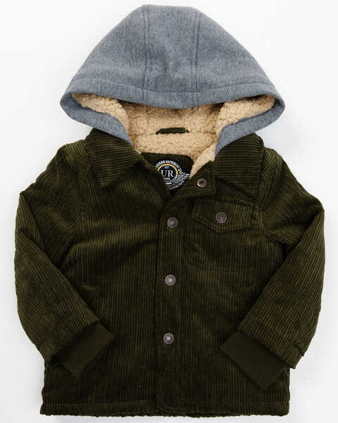 Urban Republic Toddler Boys' Corduroy Sherpa Lined Hooded Jacket, Olive, hi-res