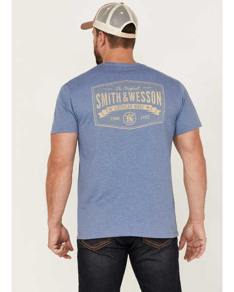 Smith & Wesson Men's Heather Denim American Made Graphic Short Sleeve T-Shirt , Indigo, hi-res