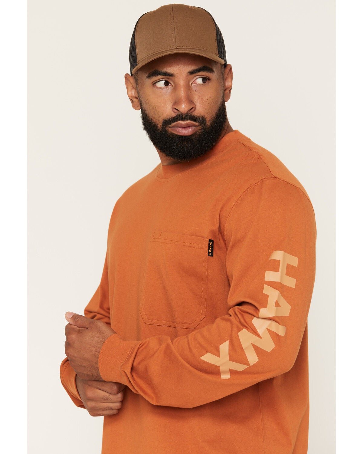 Image #2 - Hawx Men's Logo Graphic Long Sleeve Work T-Shirt, Rust Copper, hi-res
