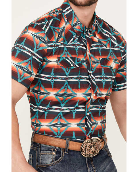 Image #3 - Rock & Roll Denim Southwestern Striped Short Sleeve Snap Performance Western Shirt, Multi, hi-res