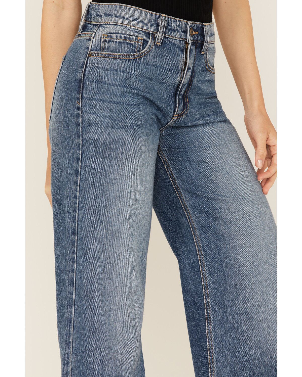 Image #2 - Sneak Peek Women's Light Wash High Rise Vintage Wide Leg Jeans, Blue, hi-res