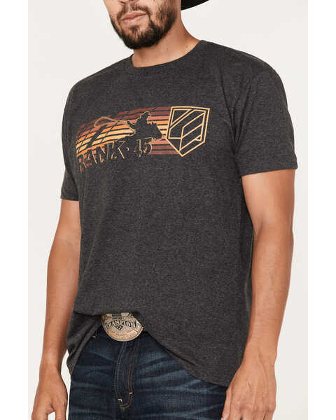 Image #3 - RANK 45® Men's Sunset Roper Logo Graphic T-Shirt, Charcoal, hi-res
