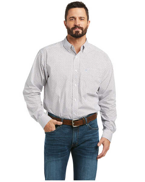 Image #1 - Ariat Men's Jollybrook Southwestern Geo Print Long Sleeve Western Shirt , White, hi-res