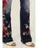 Image #2 - Driftwood Women's Medium Wash High Rise Floral Embroidered Stretch Flare Jeans , Medium Wash, hi-res