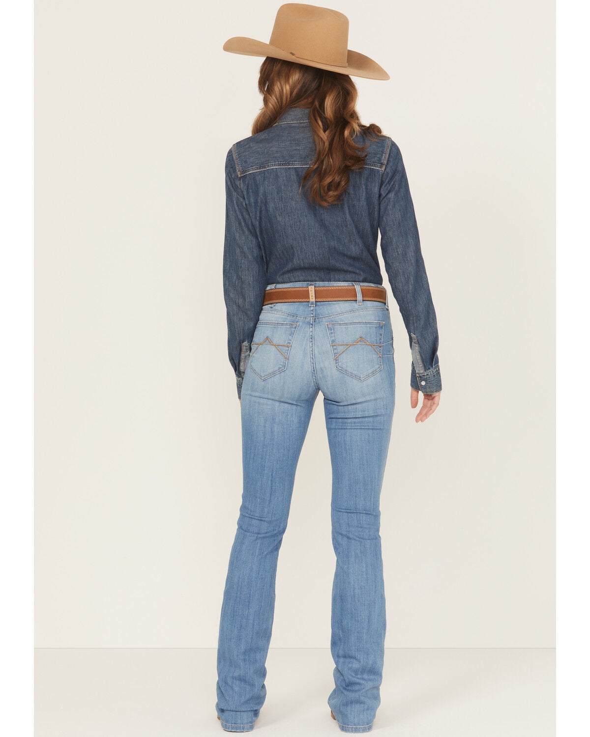Image #3 - Ariat Women's Light Wash High Rise Camelia Bootcut Stretch Denim Jeans, Light Wash, hi-res