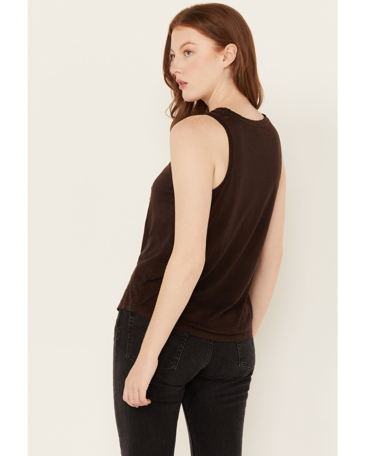 Image #4 - Rock & Roll Denim Women's Bronco Graphic Sleeveless Tank, Dark Brown, hi-res
