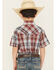 Image #4 - Ely Walker Boys' Plaid Print Short Sleeve Snap Western Shirt, Blue/red, hi-res