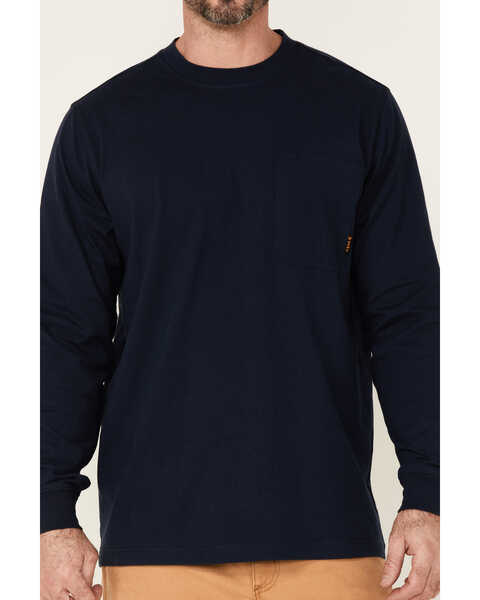 Image #3 - Hawx Men's Solid Navy Forge Long Sleeve Work Pocket T-Shirt - Tall , Navy, hi-res