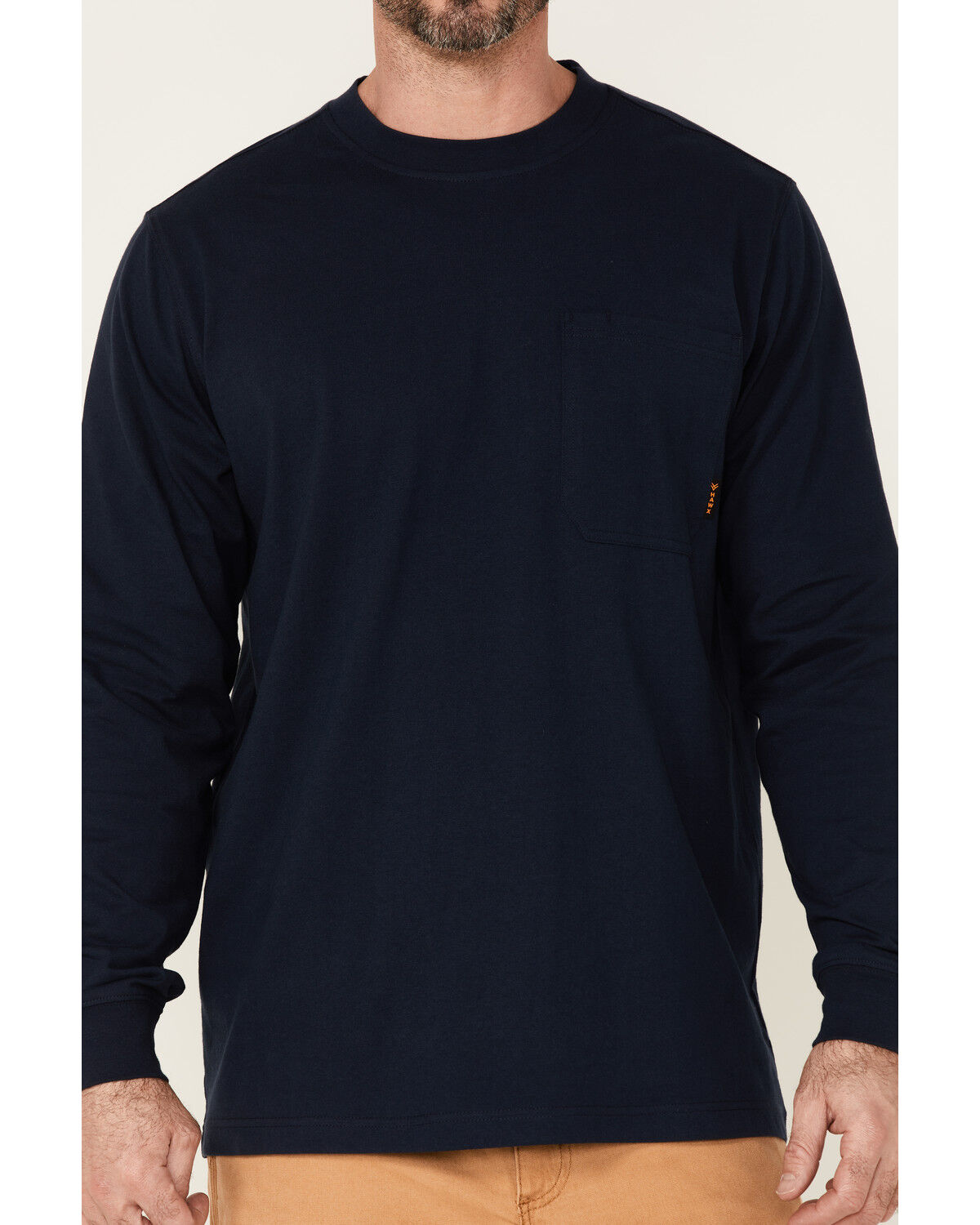 Image #3 - Hawx Men's Solid Navy Forge Long Sleeve Work Pocket T-Shirt - Tall, Navy, hi-res
