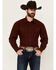 Image #1 - Roper Men's Amarillo Solid Long Sleeve Snap Western Shirt, Burgundy, hi-res