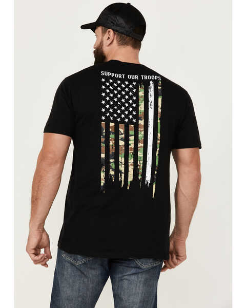 Image #1 - Howitzer Men's Flag Camo Shirt Sleeve Graphic T-Shirt , Black, hi-res