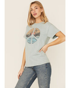 Cut & Paste Women's Olive Mineral Wash Peace River Graphic Tee, Turquoise, hi-res