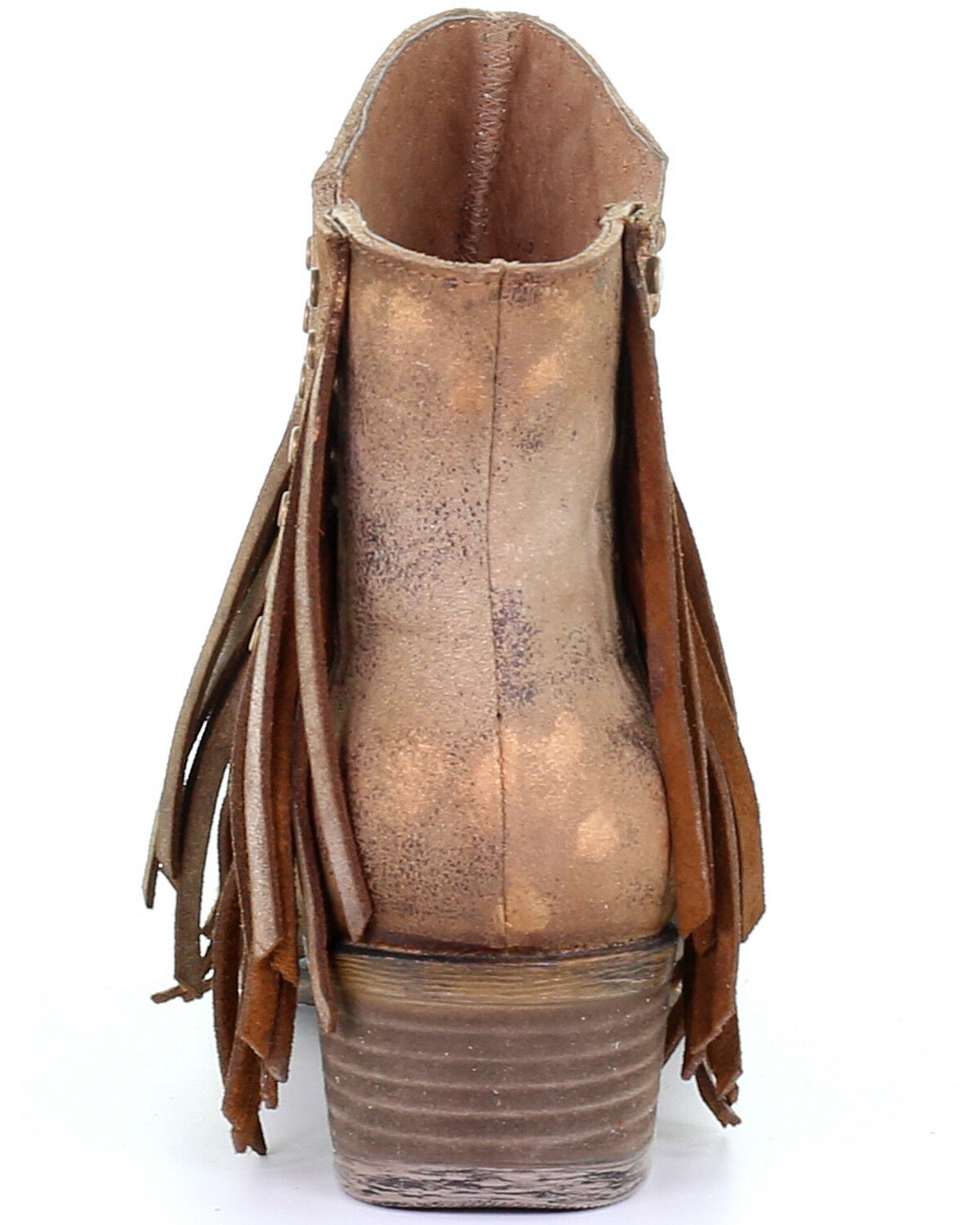 Image #4 - Circle G Women's Brown Studded Fringe Booties - Round Toe, Brown, hi-res