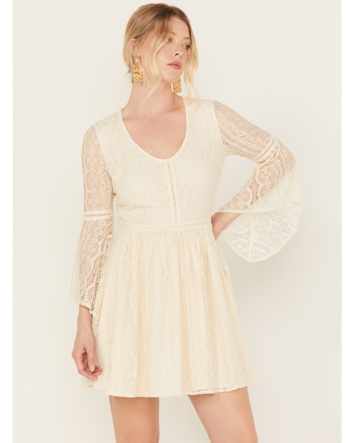Image #1 - Shyanne Women's Lace Mini Dress, Cream, hi-res