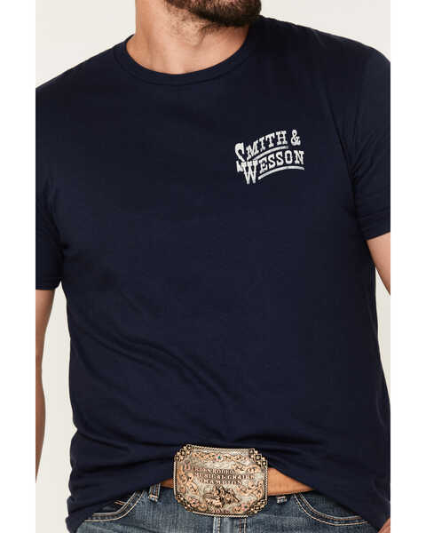 Image #4 - Smith & Wesson Men's Western Eagle Badge Short Sleeve Graphic T-Shirt, Navy, hi-res