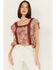 Image #2 - Angie Women's Butterfly Sleeve Floral Top, Rust Copper, hi-res