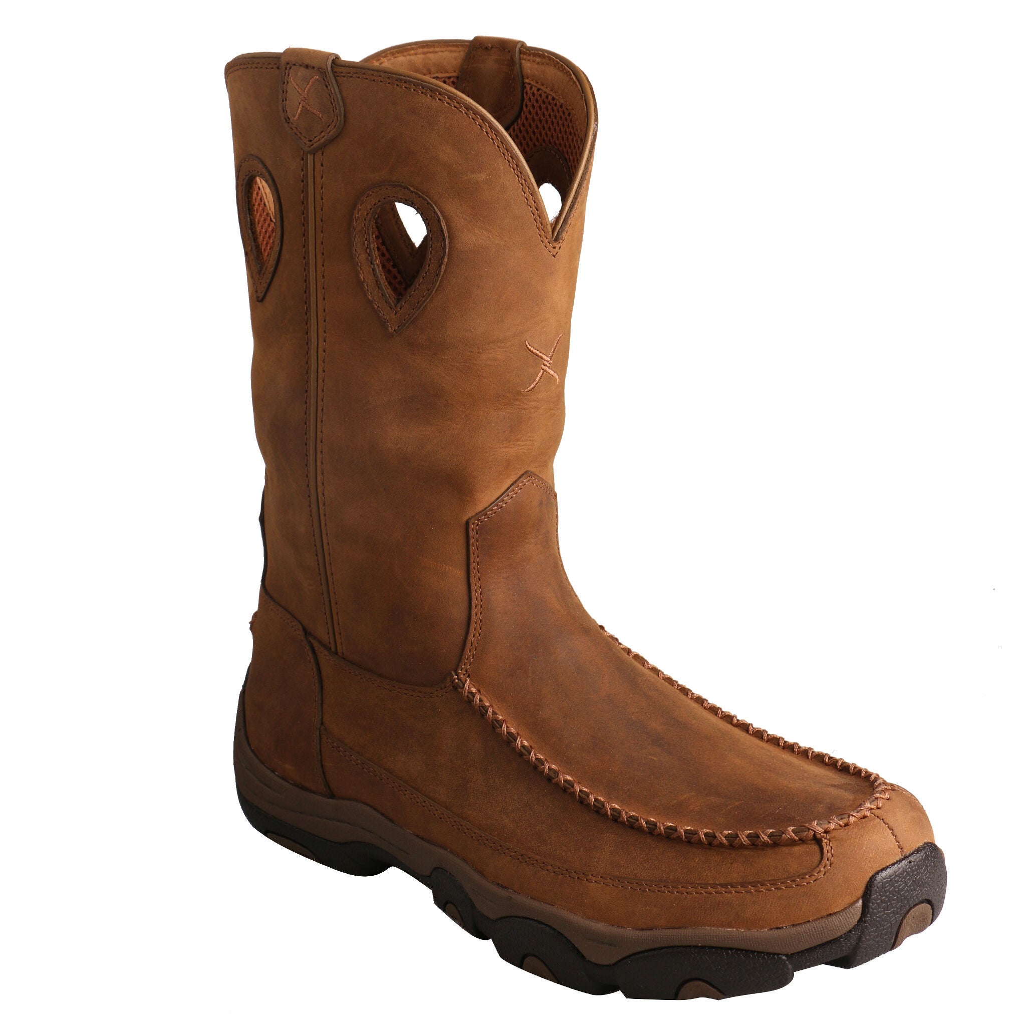 Twisted X Men's Distressed Saddle Hiker Boots - Moc Toe, Brown, hi-res