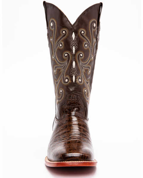 Image #4 - Ferrini Men's Chocolate Alligator Belly Print Western Boots - Broad Square Toe, Chocolate, hi-res