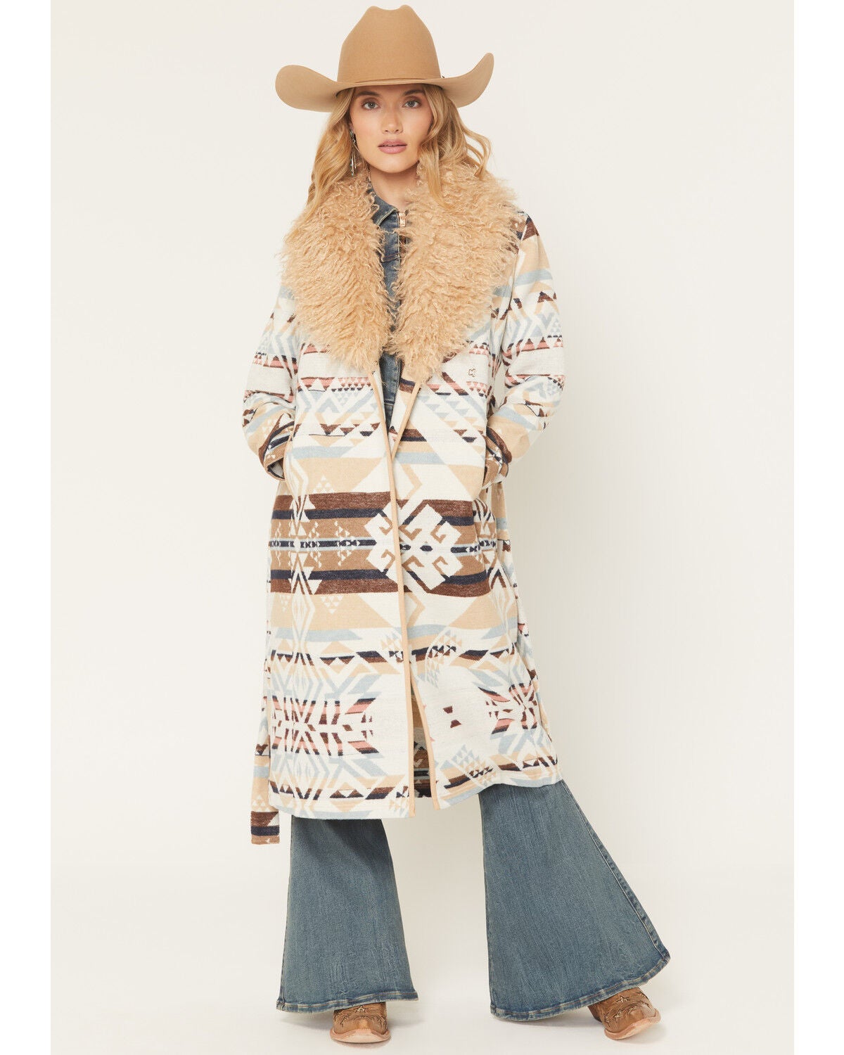Image #2 - Shyanne Women's Nelson Fur Collar Blanket Coat, Cream, hi-res