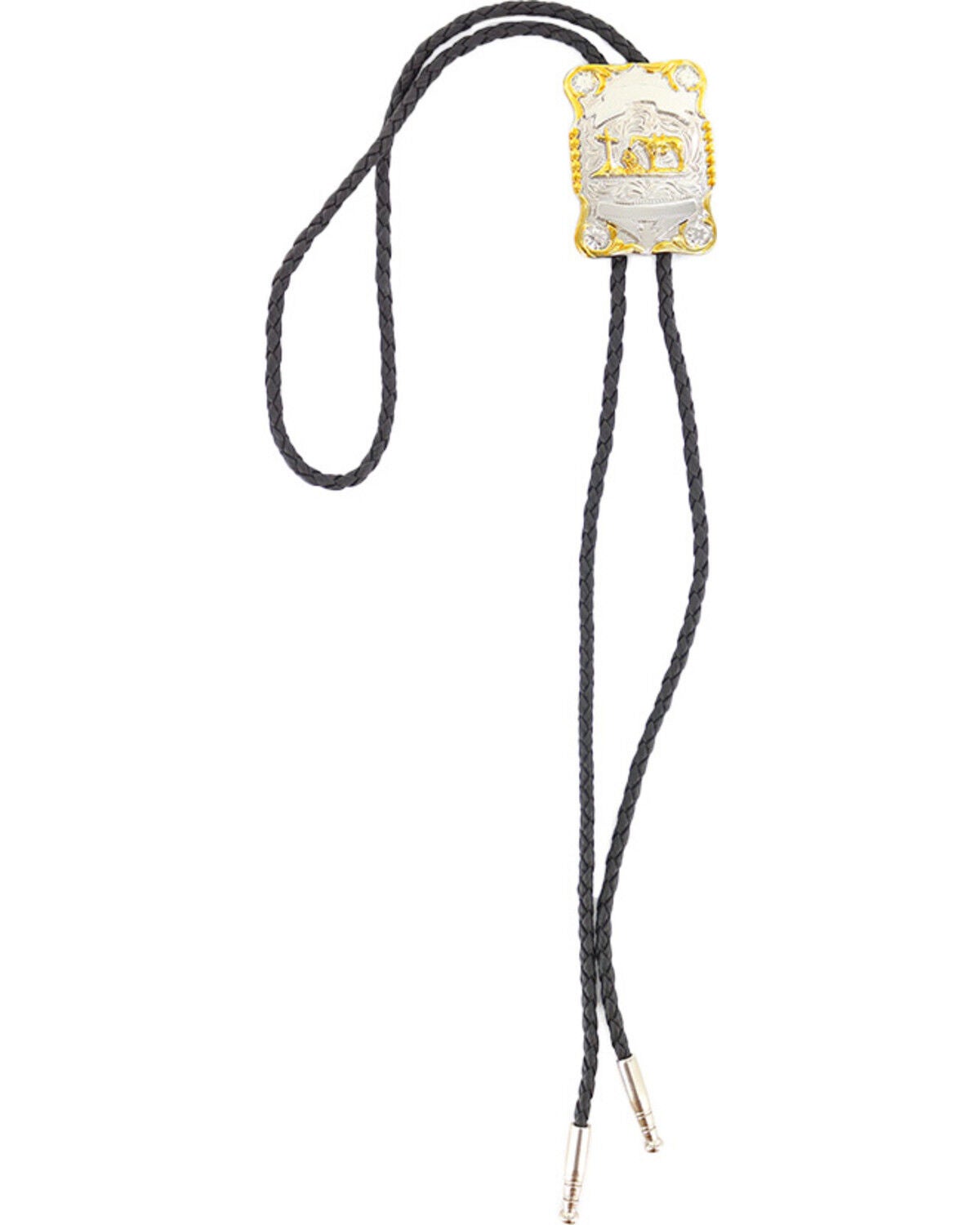 Cody James Men's Horse and Cross Bolo Tie, Silver, hi-res