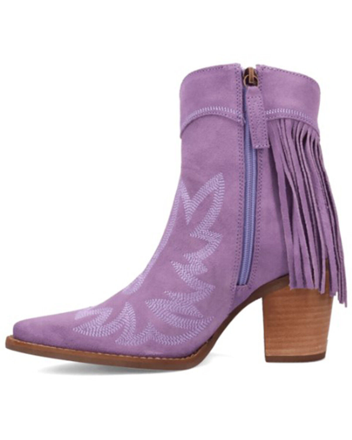 Image #3 - Dingo Women's Wild Sage Suede Fringe Western Booties - Round Toe, Purple, hi-res