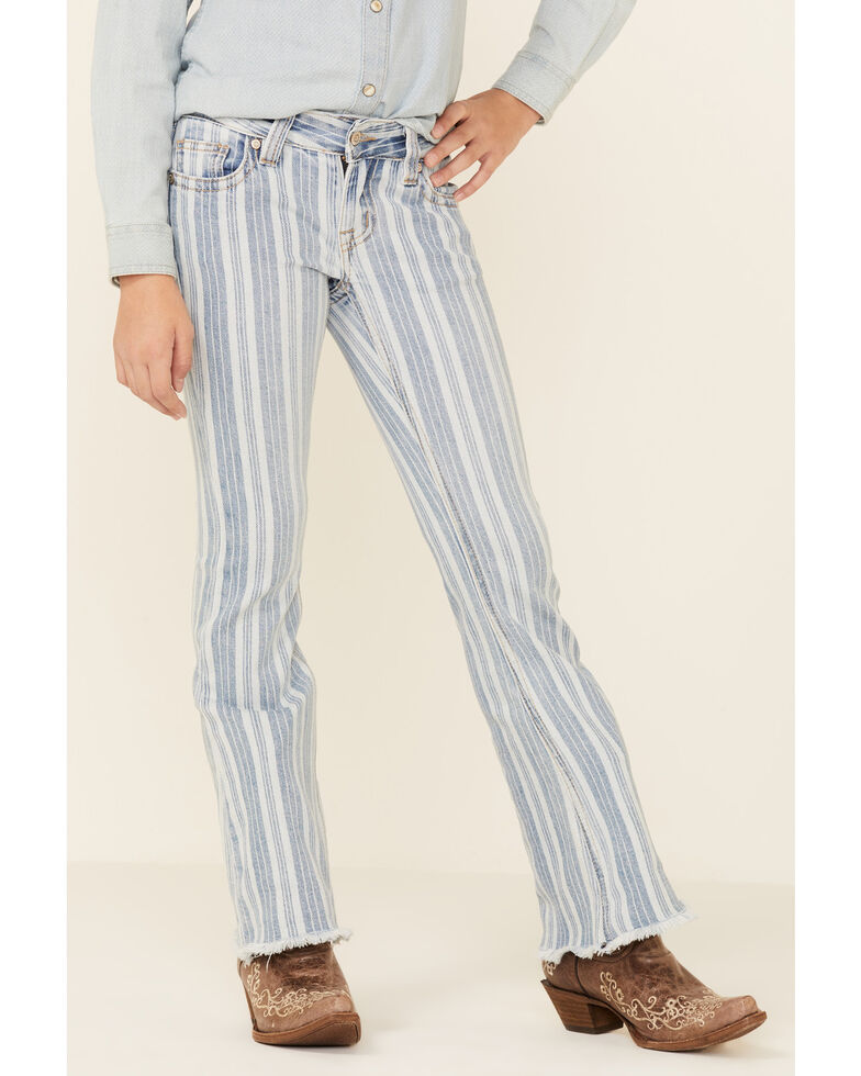 Rock & Roll Denim Girls' Multi Striped Print Trouser Jeans , Multi, hi-res