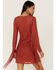 Idyllwind Women's Fairlane Crochet Fringe Dress, Brick Red, hi-res