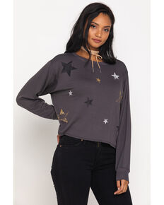 Z Supply Women's Charcoal Foil Star Pullover, Charcoal, hi-res