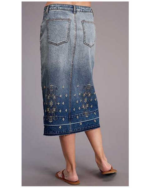 Image #2 - Stetson Women's Embroidered Long Denim Skirt, Blue, hi-res