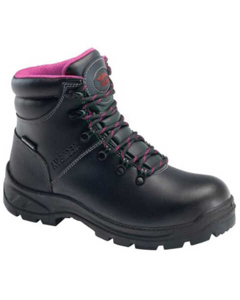 Image #1 - Avenger Women's Builder Mid Water Repellant Lace-Up Work Boots - Soft Toe, Black, hi-res