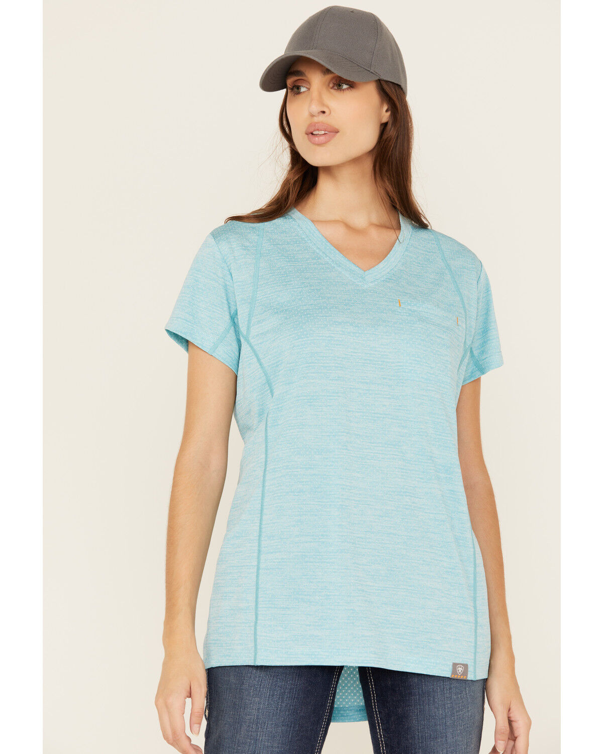 Image #1 - Ariat Women's Rebar Evolution Short Sleeve Work Tee, Blue, hi-res
