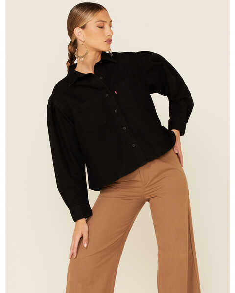 Image #2 - Levi's Women's Kinsley Denim Utility Shirt, Black, hi-res