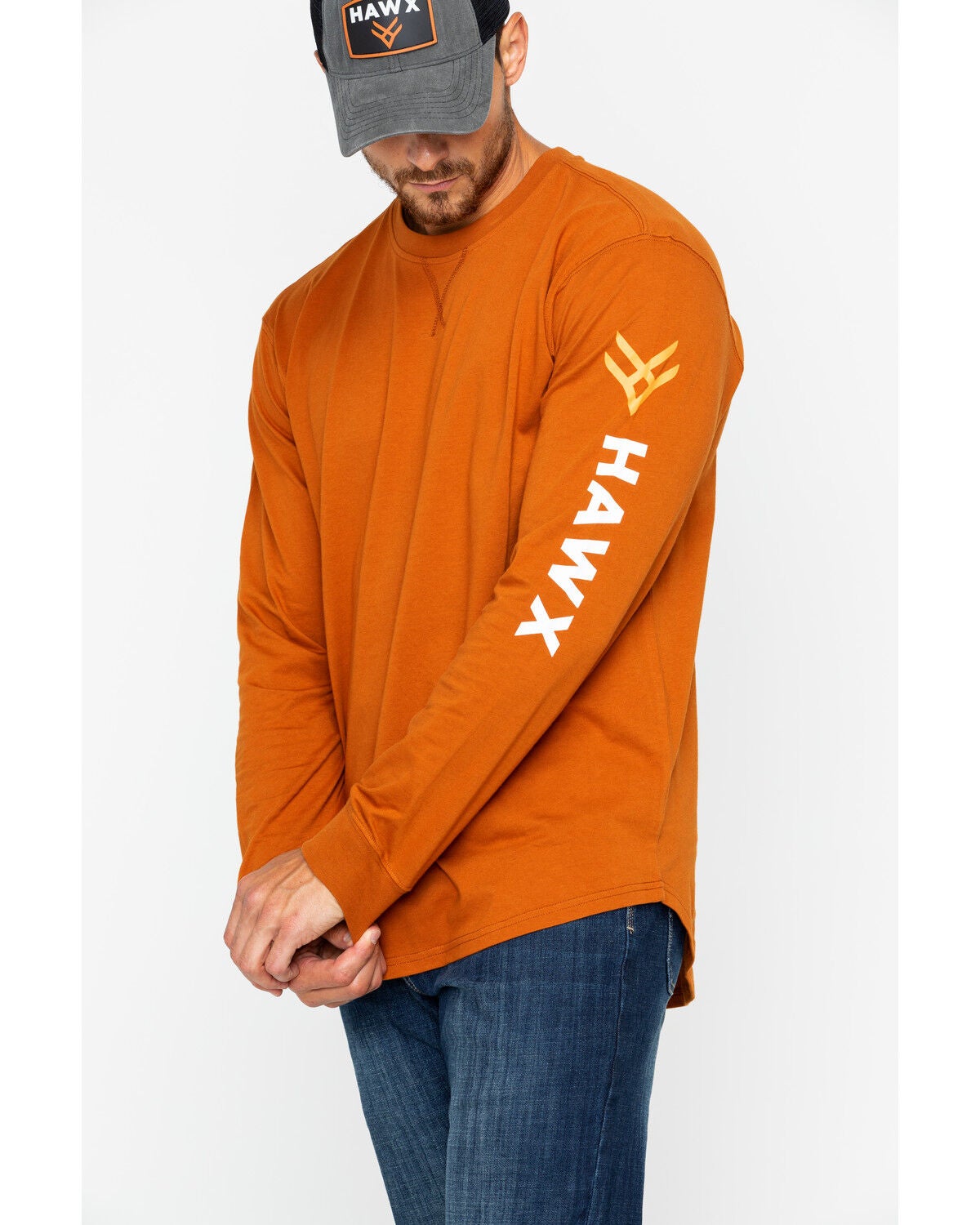 Image #3 - Hawx Men's Logo Crew Long Sleeve Work T-Shirt, , hi-res