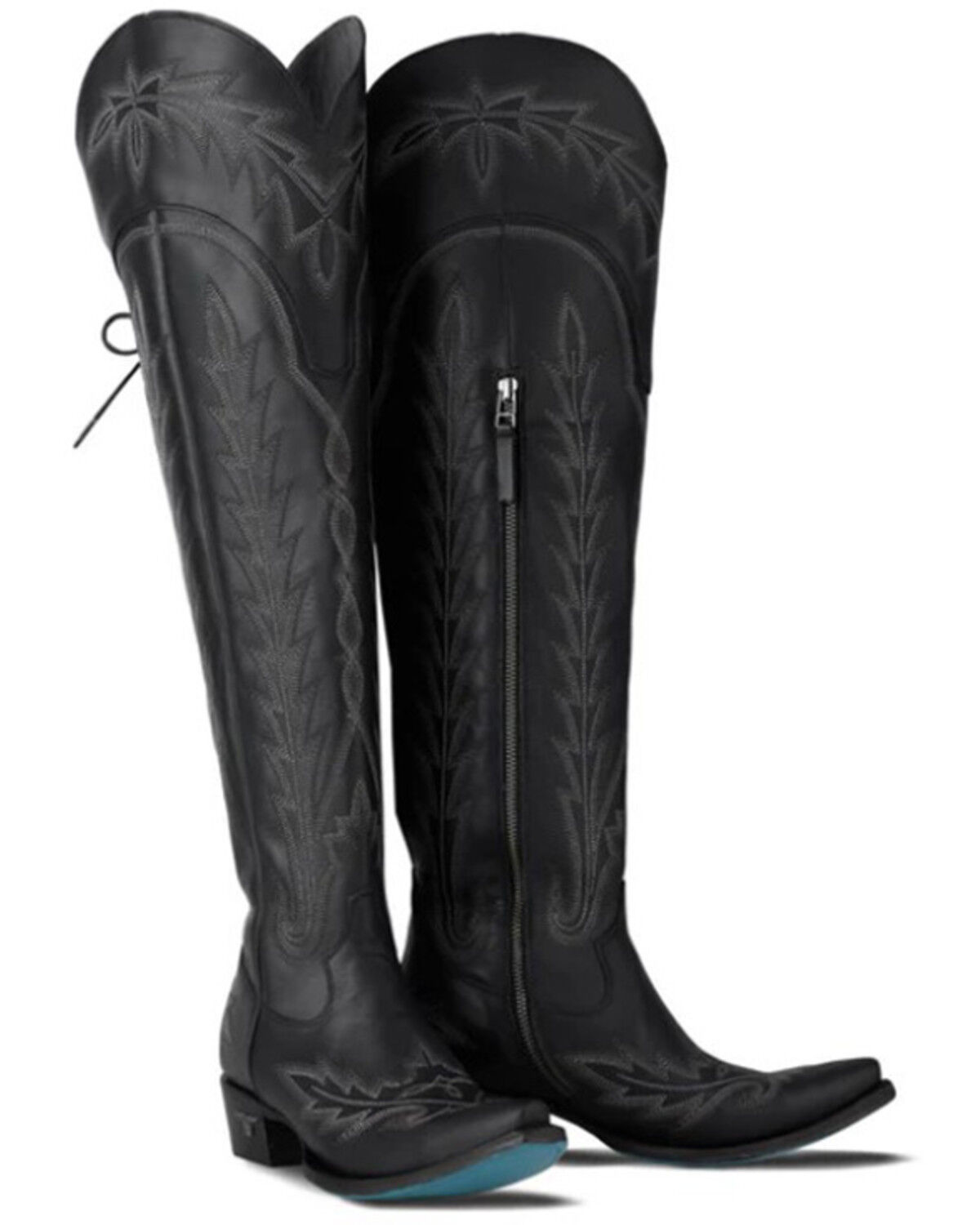Image #1 - Lane Women's Lexington Over The Knee Corset Western Boots - Snip Toe, Jet Black, hi-res
