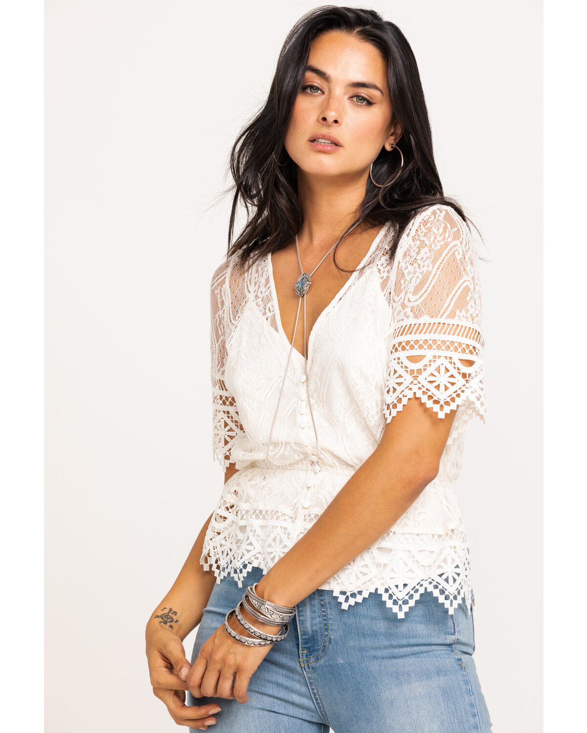 New Women/'s Ladies Crochet Lace Crop Top Blouse V-Neck Back Tie Size 8 10 S M