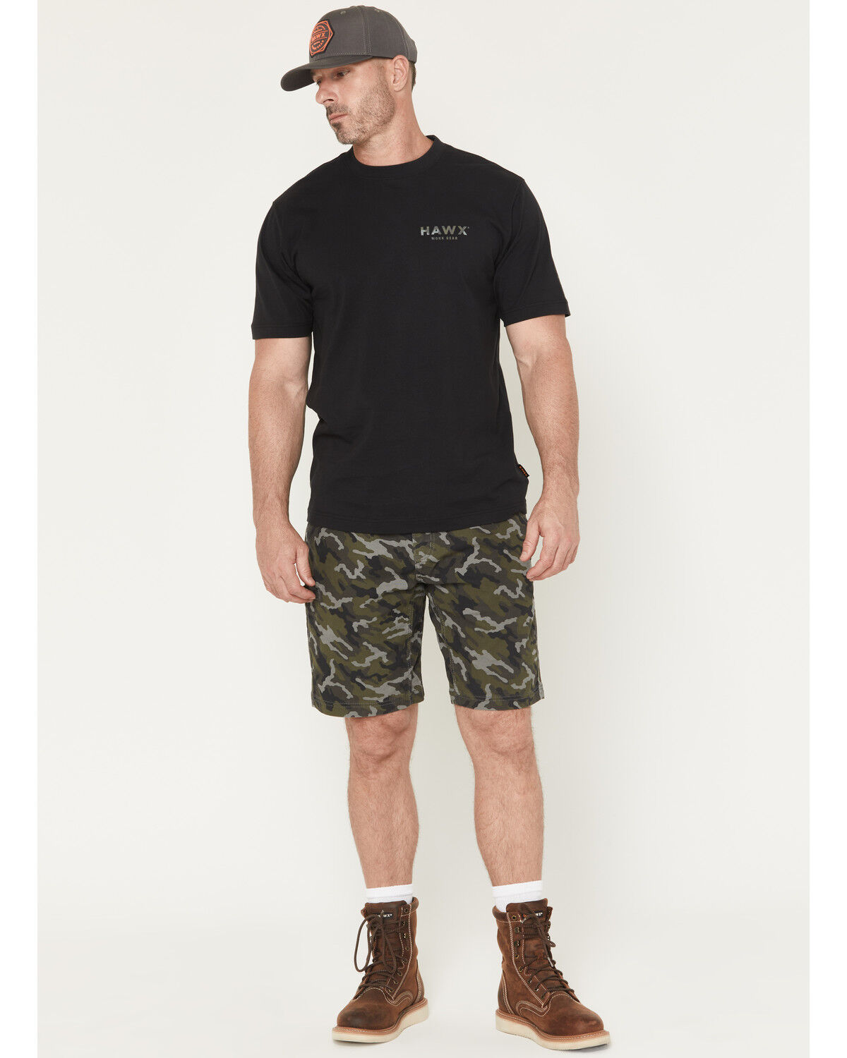 Image #1 - Hawx Men's Chip Camo Print Flat Front Work Shorts, Camouflage, hi-res
