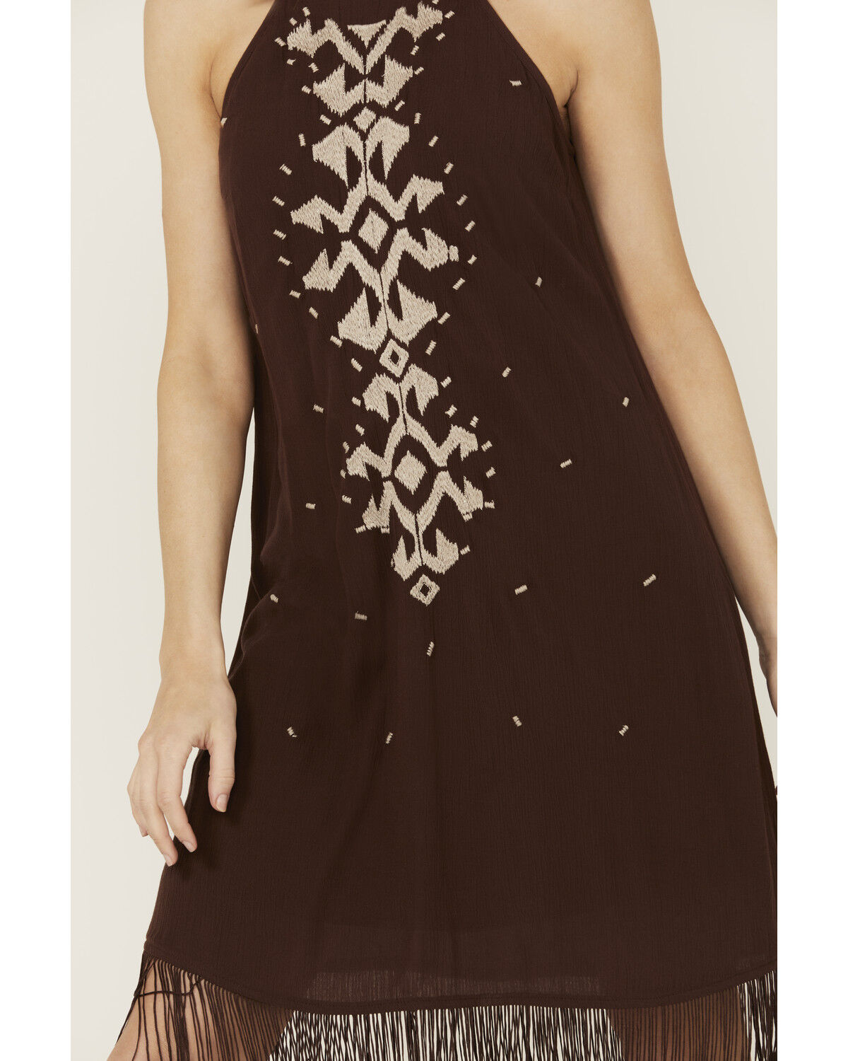 Image #3 - Shyanne Women's Embroidered Fringe Midi Dress, Dark Brown, hi-res