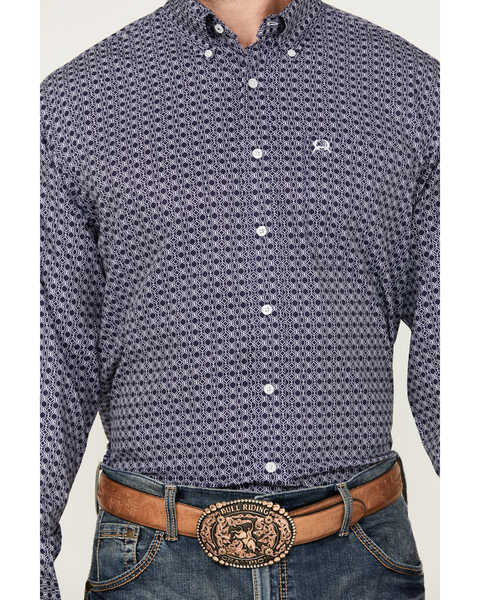 Image #3 - Cinch Men's ARENAFLEX Geo Print Long Sleeve Button-Down Stretch Western Shirt , Navy, hi-res