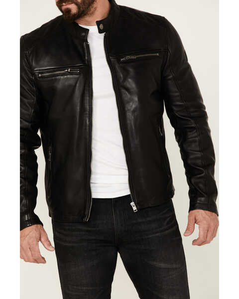 Mauritius Leather Men's Jon Lamb Moto Jacket , Black, hi-res