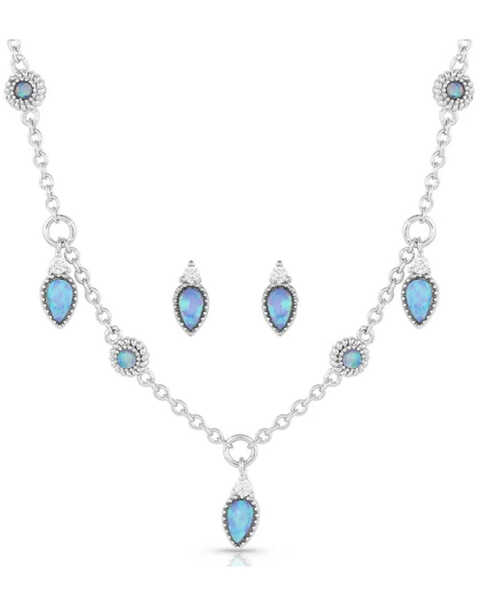 Montana Silversmiths Women's The Charmers Opal Jewelry Set, Silver, hi-res