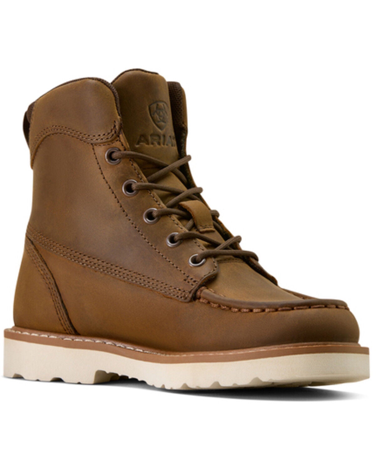 Ariat Boys' Lift Lacer Lace-Up Work Boots - Moc Toe, Distressed Brown, hi-res