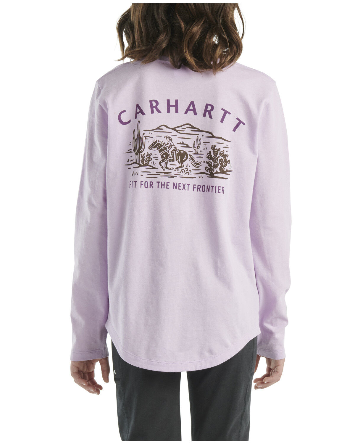Image #1 - Carhartt Little Girls' Desert Logo Long Sleeve Graphic Shirt, Purple, hi-res