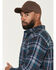 Image #2 - Lucky Brand Workwear Men's Everglades Plaid Print Long Sleeve Button-Down Flannel Shirt, Dark Teal, hi-res