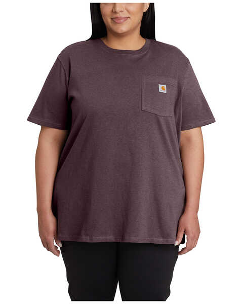 Carhartt Women's Heavyweight Pocket Short Sleeve Work Tee - Plus , Purple, hi-res