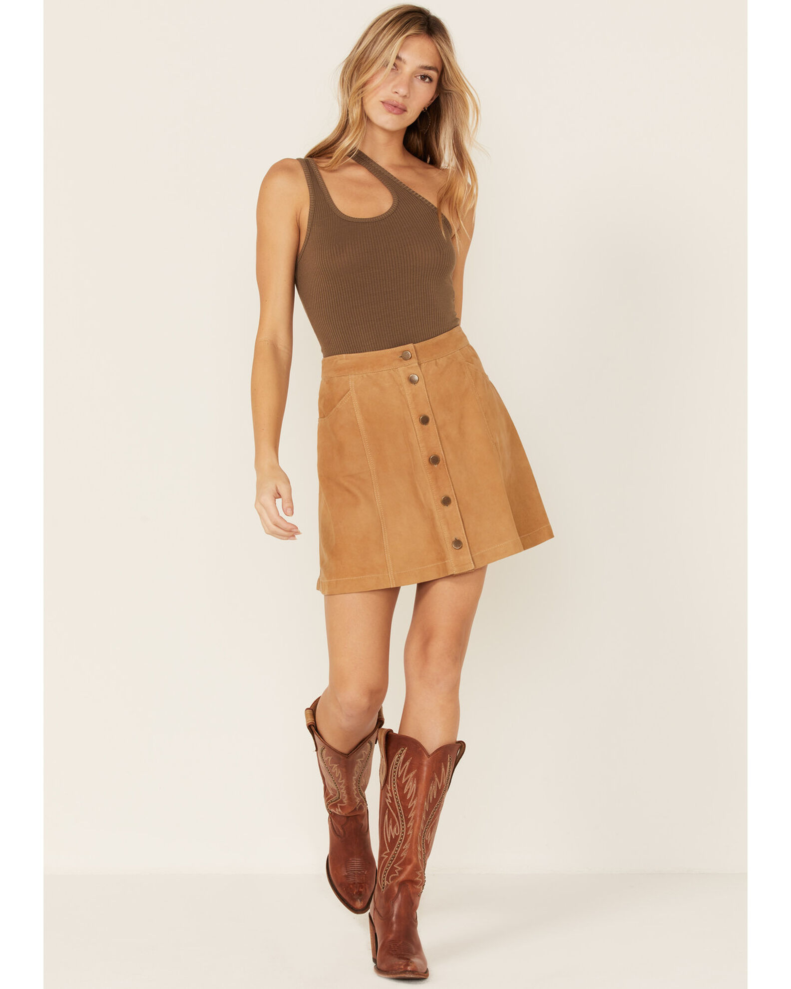 Stetson Women s Lamb Suede Button Down Mini Skirt Country Outfitter