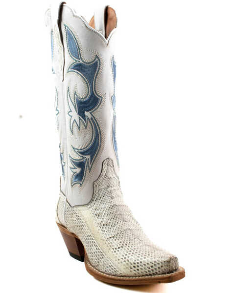 Dan Post Women's Exotic Watersnake Western Boots - Snip Toe, Cream, hi-res