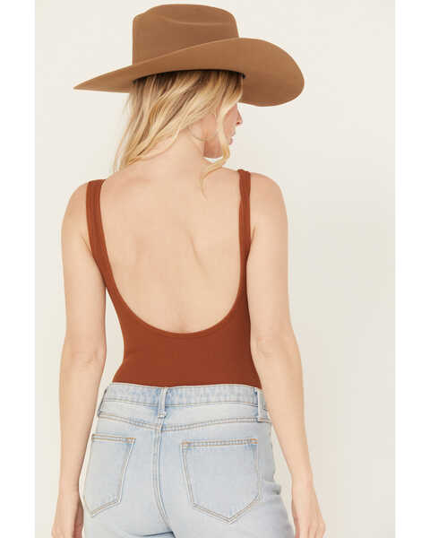 Image #4 - By Together Women's Hello There Ribbed Bodysuit, Rust Copper, hi-res