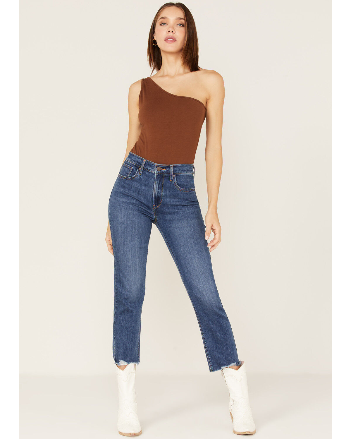 Image #1 - Levi's Women's 724 Dark Wash High Rise Straight Crop Jeans, Blue, hi-res